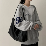 Moco Number Patch Embroidery Overfit Two Way Hooded Zip-Up
