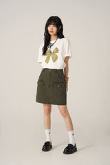 レタリングリボン半袖Tシャツ