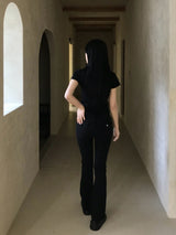 Lost Ball Stud Boat Neck Slit Half Tee