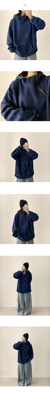  Faure diagonal zipper color scheme line overfit fleece hood