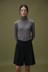 Boy wool half pants (Black)