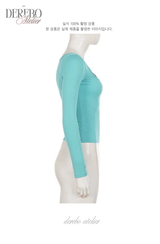 Mint Blue Square Long-Sleeve T-Shirt