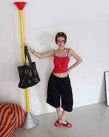 Punching Eyelet Three-Quarter Bermuda Pants