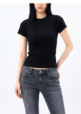 ストレッチコットンスリムショートスリーブTシャツ ブラック