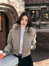 #Winter 2WAY Fur Hood Crop Padding (3color)