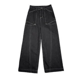 Outer Seam Large Front Panel Design Jeans