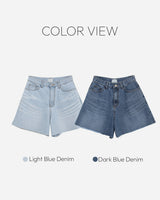 Deep denim short pants