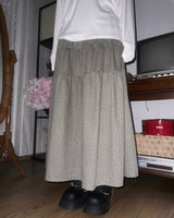 (3color) Tiny Floral Tiered Long Skirt