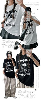 デュデットハイドアンドシークキャット半袖Tシャツ (2 colors)
