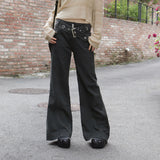 [belt set] Shirty Low Rise incision pocket wide bootcut cotton pants