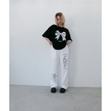 メタリックリボンTシャツ - BLACK