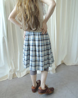 WOOD CHECK FLARE SKIRT