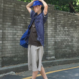 [UNISEX] カットサイドスナップカプリバミューダパンツ
