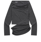 RIVA SHIRRING SLIT OFF SHOULDER LONG SLEEVE T (3COLOR)