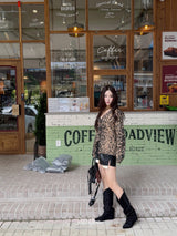 leather open pocket banding short pants