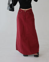 4 color cotton maxi long skirt