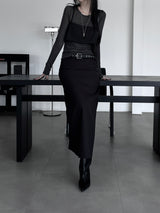 deep shade long skirt