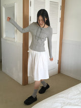 Tijou ribbed see-through long knee socks