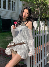 Summer Over Back Eyelet V-Neck Knit