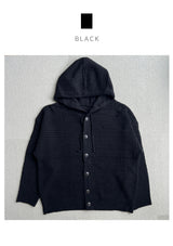 Overfit heavy button hooded waffle knit cardigan (2 colors)