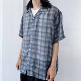Mist Plaid Open-Collar Shirt