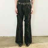 Tassel Boots Cut Denim Pants Black