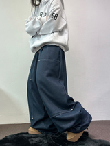 MINK🐻🧸RIVET STRING LONG WIDE PANTS 💙🖤2COLOR