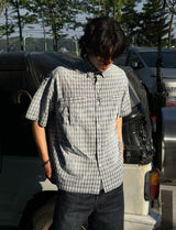 BiBi WASHING CHECKERED HALF-SHIRT