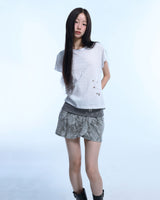 Grunge Claw Leopard Eyelet Tee - White