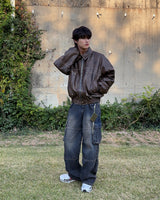 フェイドレザーパディング (Black)