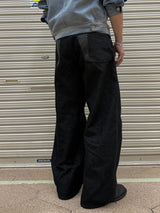 Leather Double Pocket Curved Pants