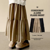 Monbe corduroy A-line cancan long skirt