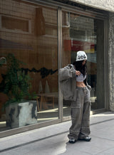 [UNISEX] Vintage Washing Cargo Wide Pants