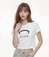 G.E CLUB CROPPED T-SHIRT [WHITE / BLACK]
