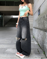 Pave Vintage Damage Balloon Denim Pants