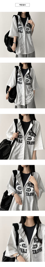 Ganm Boxy fit 半袖ボタンカーディガン