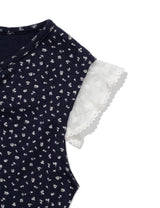 フラワー レース スリーブレス(NAVY)
