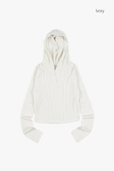 Balance incision ribbed crop hoodie
