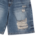 25SS ヘムラインデストロイドデニムショートパンツ ブルー