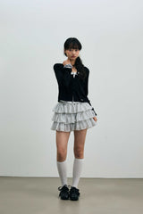LYLA LAYERED CARDIGAN / BLACK-WHITE