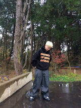 Patched Denim Straight Pants
