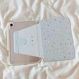 Pastel Star Gingham Rotating iPad Case with Pencil Holder