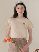 MAISON DE ROLA スモール ロゴ Tシャツ ベージュ