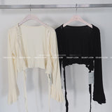 frill bolero ribbon cardigan