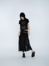 SILHOUETTE RUFFLE MAXI SKIRT [BLACK]