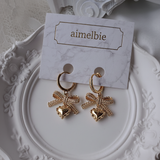 Coquette Laced Ribbon and Heart Huggies Piercing - Gold Color