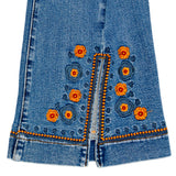 EMBROIDERED SPANDEX BOOTCUT DENIM PANTS code 18303