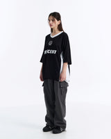 サッカーユニフォームフットボールTシャツ(Black, White)