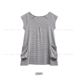 Acu Stripe Pintuck Pocket Short Sleeve
