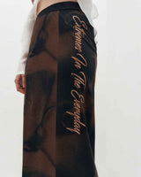 Embroidered Graphic Jersey Skirt _ BROWN